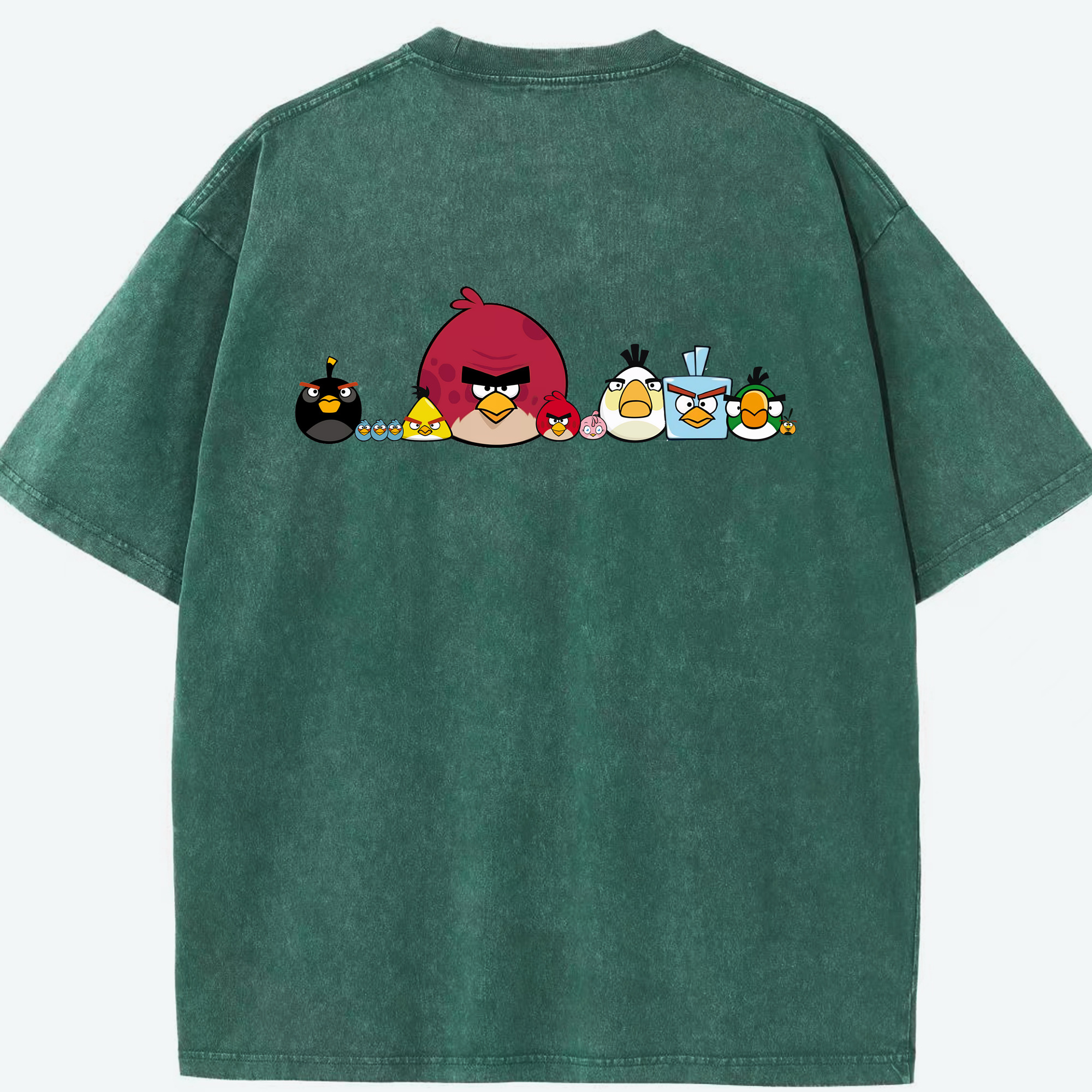 （画像用） Angry Birds アングリーバード 綿100% ヴィンテージ風 半袖Tシャツ（背面プリント）